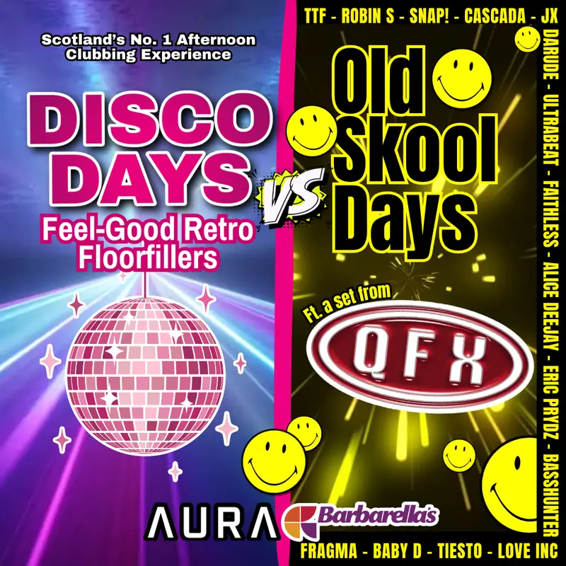 Disco Days Vs Old Skool Days Ft. QFX! | Aberdeen | 25th Jul